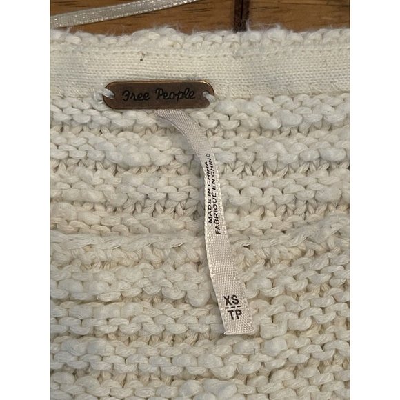 Free People Women's Sweater Chunky Knit‎ Oversized  Ivory Sz XS - Picture 4 of 5